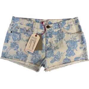 Current/Elliott Womens Blue Rose Boyfriend Shorts Size 29 Cotton Blend High Rise